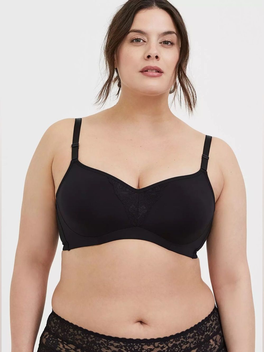Torrid Curve Black Mid Impact Underwire Lace Inset Sports Bra 38B